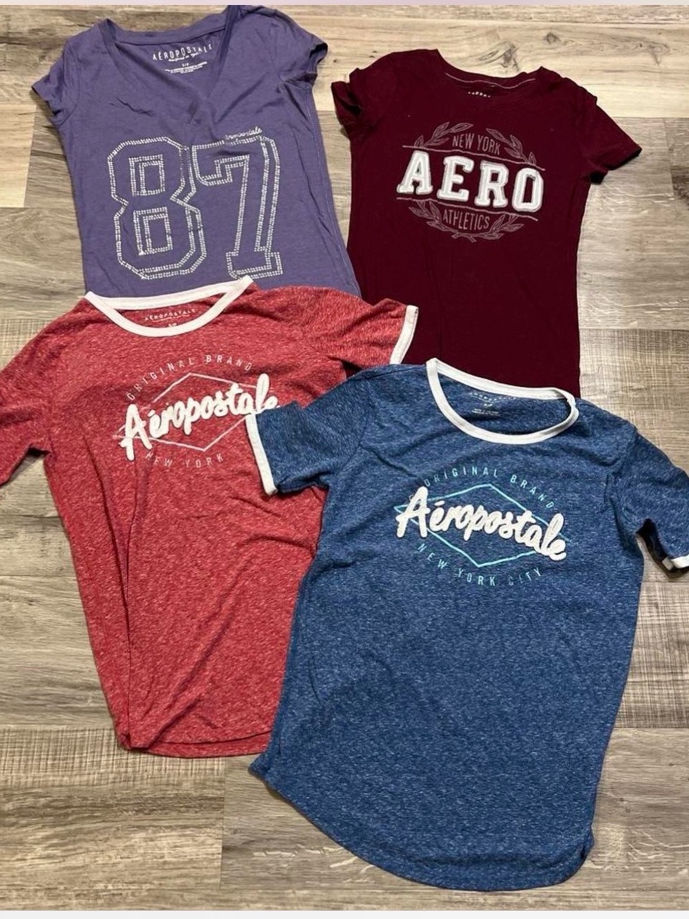 Aeropostale women’s size small Logo Tee - Blue, Red, Purple, Burgundy